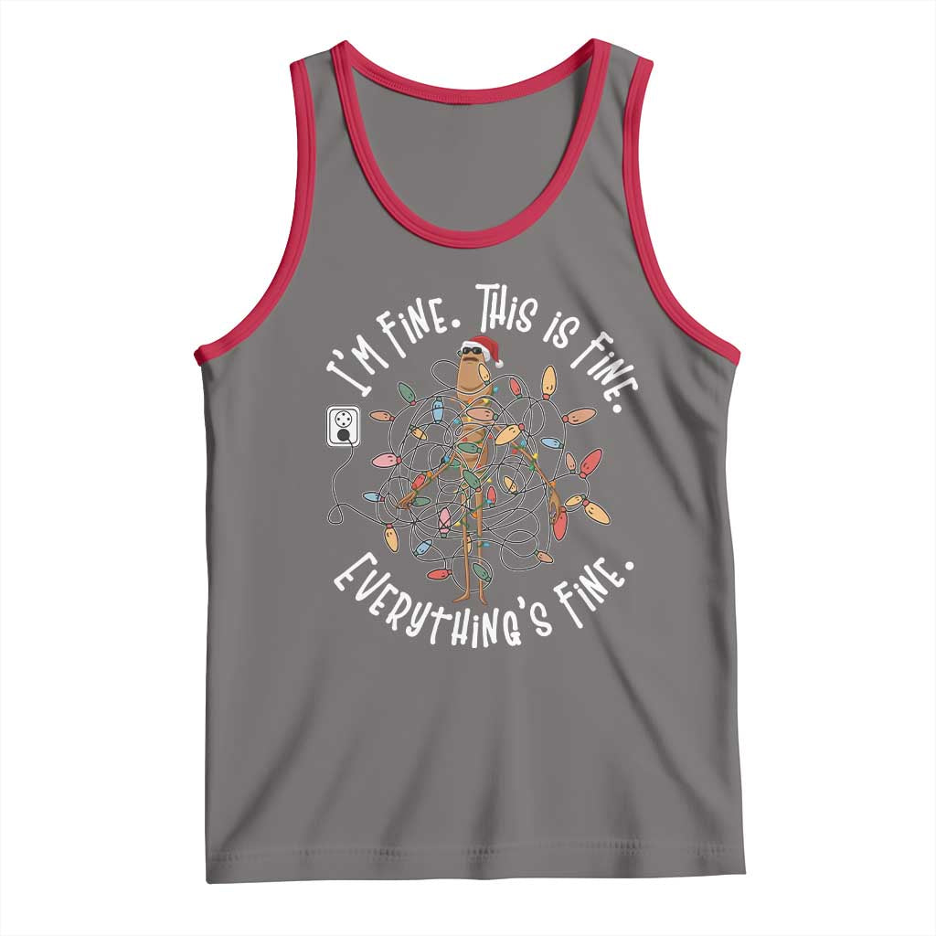 Marcus The Worm Christmas Tank Top I'm Fine Everything Is Fine School Counselor Mental Health - Wonder Print Shop