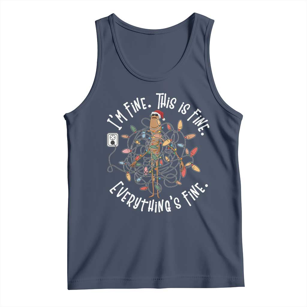 Marcus The Worm Christmas Tank Top I'm Fine Everything Is Fine School Counselor Mental Health - Wonder Print Shop
