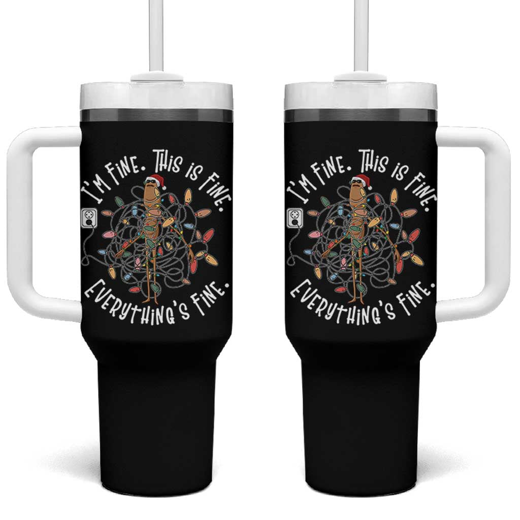 Marcus The Worm Christmas Tumbler With Handle I'm Fine Everything Is Fine School Counselor Mental Health - Wonder Print Shop