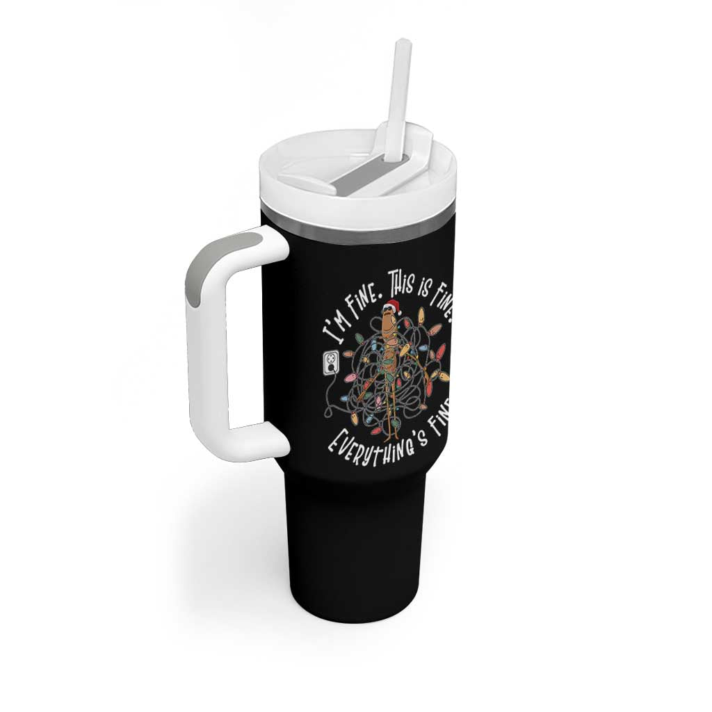 Marcus The Worm Christmas Tumbler With Handle I'm Fine Everything Is Fine School Counselor Mental Health - Wonder Print Shop