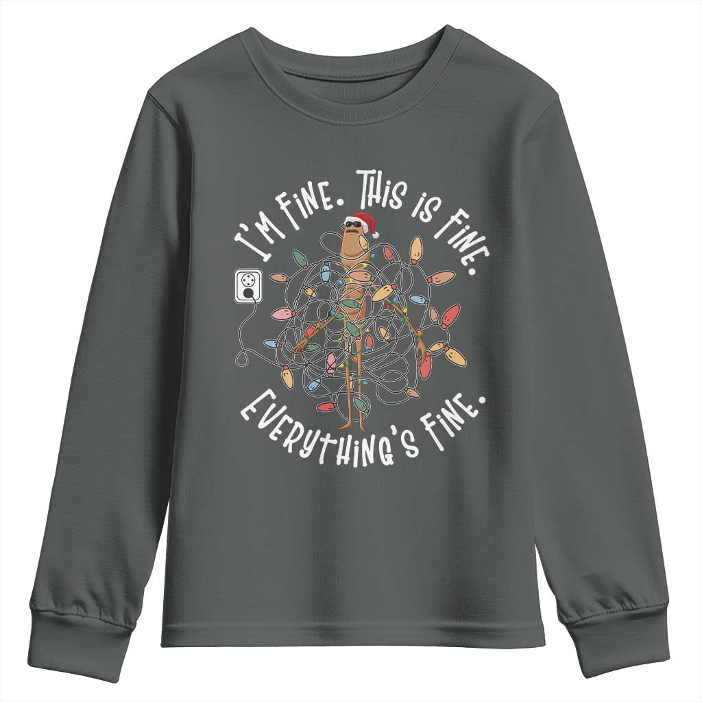 Marcus The Worm Christmas Youth Sweatshirt I'm Fine Everything Is Fine School Counselor Mental Health - Wonder Print Shop