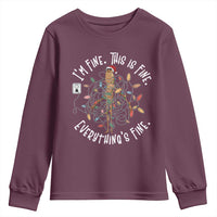 Marcus The Worm Christmas Youth Sweatshirt I'm Fine Everything Is Fine School Counselor Mental Health - Wonder Print Shop