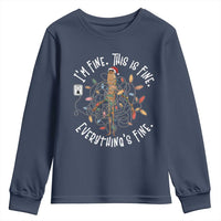 Marcus The Worm Christmas Youth Sweatshirt I'm Fine Everything Is Fine School Counselor Mental Health - Wonder Print Shop