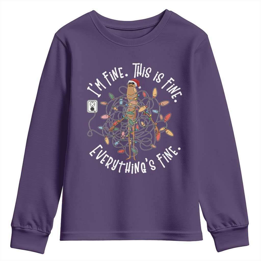 Marcus The Worm Christmas Youth Sweatshirt I'm Fine Everything Is Fine School Counselor Mental Health - Wonder Print Shop