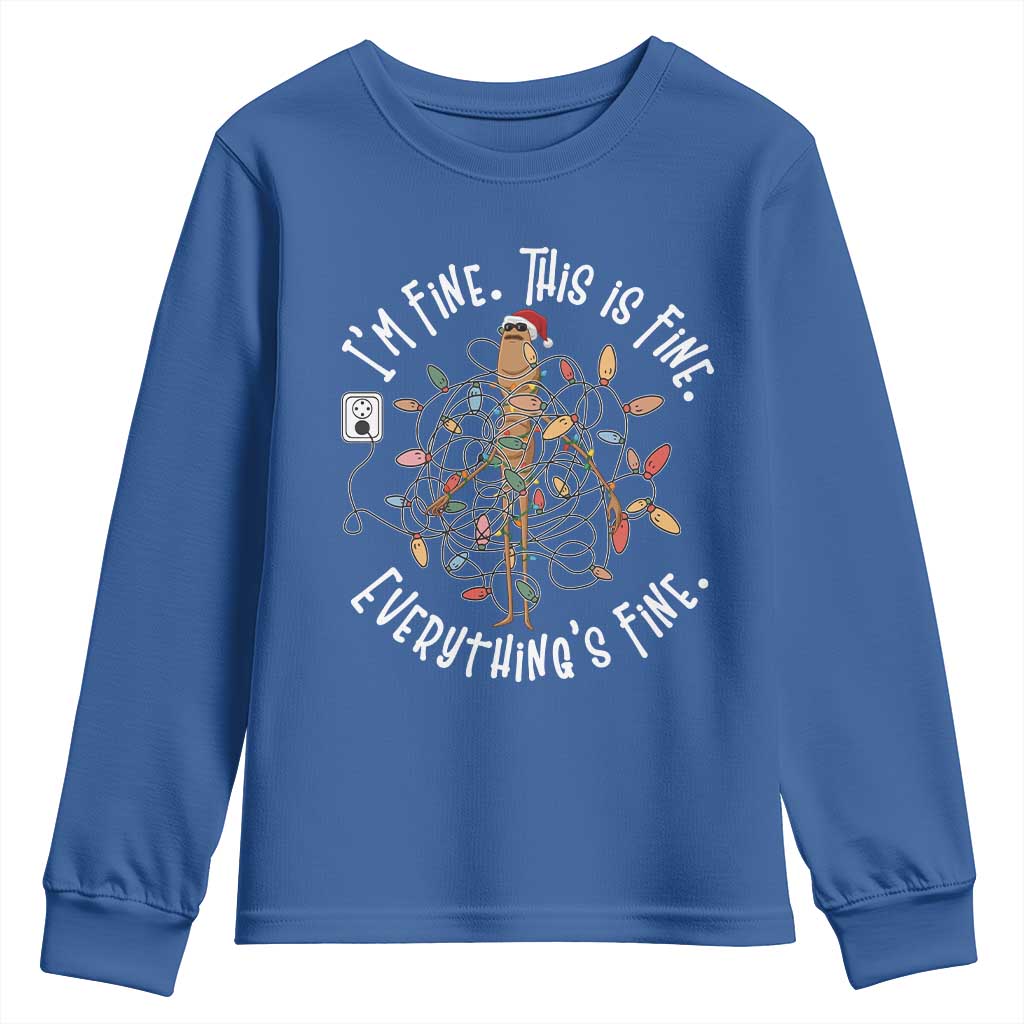 Marcus The Worm Christmas Youth Sweatshirt I'm Fine Everything Is Fine School Counselor Mental Health - Wonder Print Shop