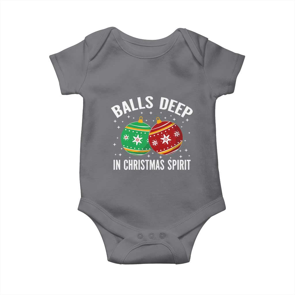 Funny Dirty Christmas Baby Onesie Rude Adult Humor Balls Deep Into Christmas Spirit - Wonder Print Shop