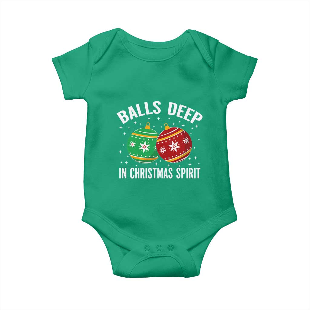 Funny Dirty Christmas Baby Onesie Rude Adult Humor Balls Deep Into Christmas Spirit - Wonder Print Shop
