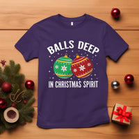 Funny Dirty Christmas T Shirt Rude Adult Humor Balls Deep Into Christmas Spirit - Wonder Print Shop