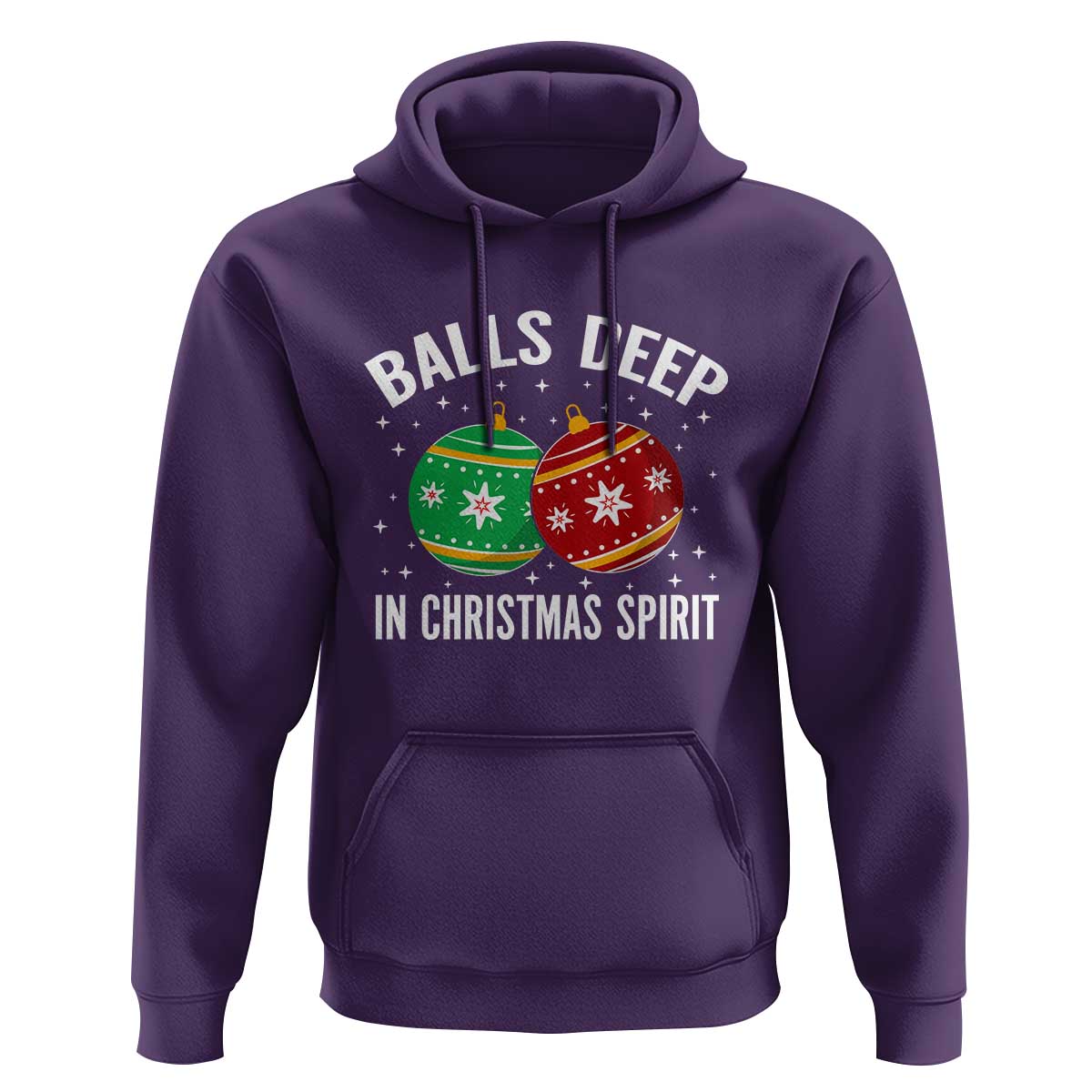 Funny Dirty Christmas Hoodie Rude Adult Humor Balls Deep Into Christmas Spirit - Wonder Print Shop
