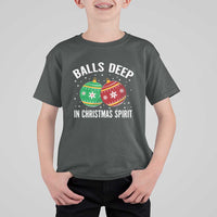 Funny Dirty Christmas T Shirt For Kid Rude Adult Humor Balls Deep Into Christmas Spirit - Wonder Print Shop