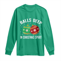 Funny Dirty Christmas Long Sleeve Shirt Rude Adult Humor Balls Deep Into Christmas Spirit - Wonder Print Shop