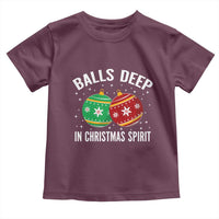 Funny Dirty Christmas Toddler T Shirt Rude Adult Humor Balls Deep Into Christmas Spirit - Wonder Print Shop