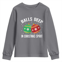 Funny Dirty Christmas Youth Sweatshirt Rude Adult Humor Balls Deep Into Christmas Spirit - Wonder Print Shop