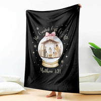 Nativity Scene Christmas Throw Blanket The Greatest Gift of All Christian Coquette Bow Matthew 1:21 - Wonder Print Shop