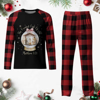 Nativity Scene Christmas Plaid Pajama Set The Greatest Gift of All Christian Coquette Bow Matthew 1:21 - Wonder Print Shop