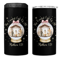Nativity Scene Christmas 4 in 1 Can Cooler Tumbler The Greatest Gift of All Christian Coquette Bow Matthew 1:21 - Wonder Print Shop