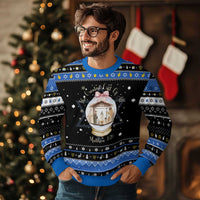 Nativity Scene Christmas Hanukkah Ugly Sweater The Greatest Gift of All Christian Coquette Bow Matthew 1:21 - Wonder Print Shop