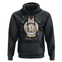 Nativity Scene Christmas Hoodie The Greatest Gift of All Christian Coquette Bow Matthew 1:21 - Wonder Print Shop