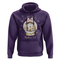 Nativity Scene Christmas Hoodie The Greatest Gift of All Christian Coquette Bow Matthew 1:21 - Wonder Print Shop