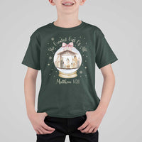 Nativity Scene Christmas T Shirt For Kid The Greatest Gift of All Christian Coquette Bow Matthew 1:21 - Wonder Print Shop