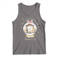 Nativity Scene Christmas Tank Top The Greatest Gift of All Christian Coquette Bow Matthew 1:21 - Wonder Print Shop