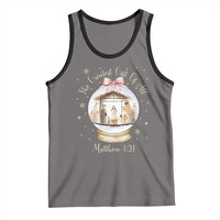 Nativity Scene Christmas Tank Top The Greatest Gift of All Christian Coquette Bow Matthew 1:21 - Wonder Print Shop