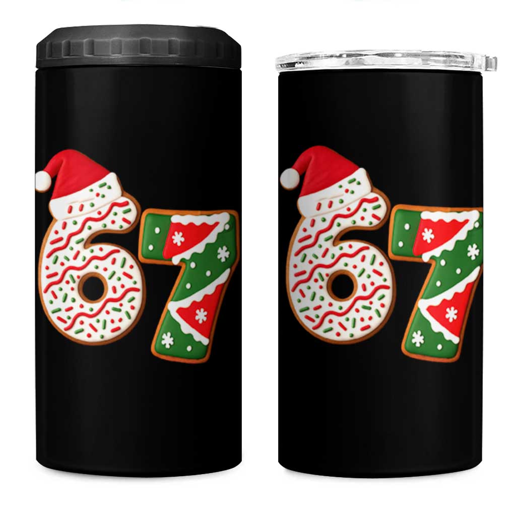 67 Christmas 4 in 1 Can Cooler Tumbler Funny Six Seven 6 7 Meme Pajamas Gen Alpha Slang - Wonder Print Shop