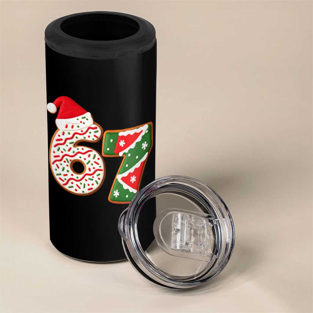 67 Christmas 4 in 1 Can Cooler Tumbler Funny Six Seven 6 7 Meme Pajamas Gen Alpha Slang - Wonder Print Shop