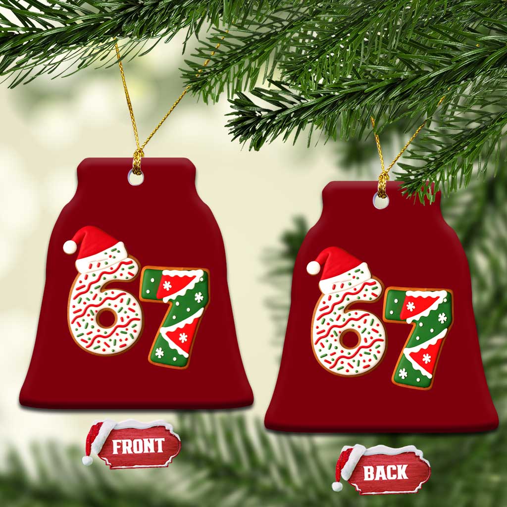 67 Christmas Ceramic Ornament Funny Six Seven 6 7 Meme Pajamas Gen Alpha Slang - Wonder Print Shop