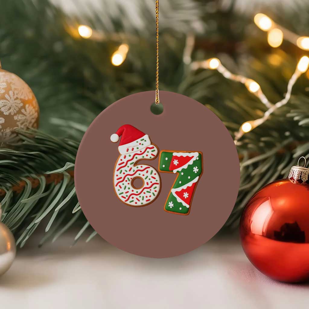 67 Christmas Ceramic Ornament Funny Six Seven 6 7 Meme Pajamas Gen Alpha Slang - Wonder Print Shop