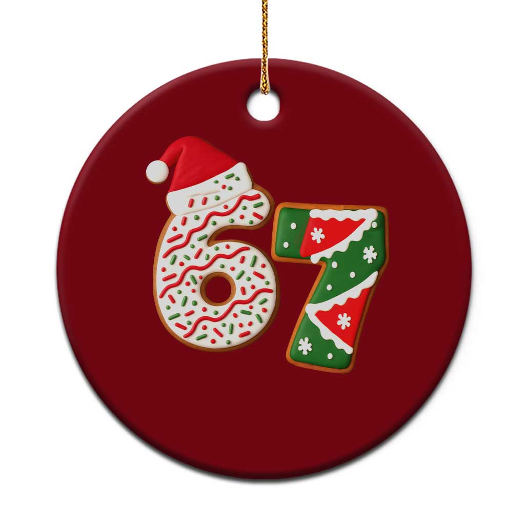 67 Christmas Ceramic Ornament Funny Six Seven 6 7 Meme Pajamas Gen Alpha Slang - Wonder Print Shop