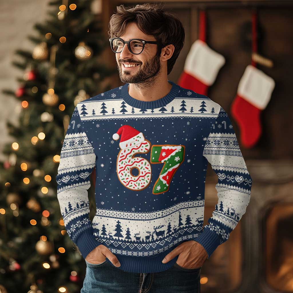 67 Xmas Ugly Christmas Sweater Funny Six Seven 6 7 Meme Pajamas Gen Alpha Slang - Wonder Print Shop
