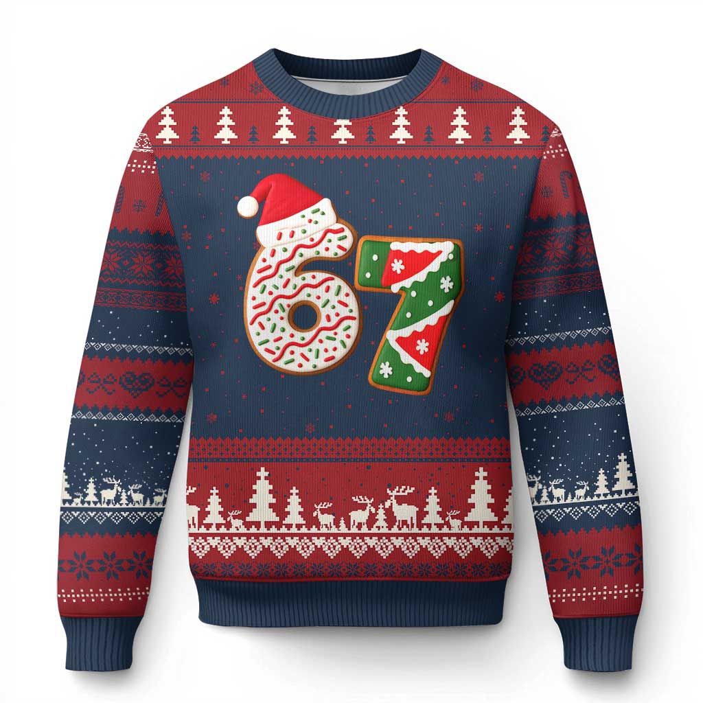67 Xmas Ugly Christmas Sweater Funny Six Seven 6 7 Meme Pajamas Gen Alpha Slang - Wonder Print Shop