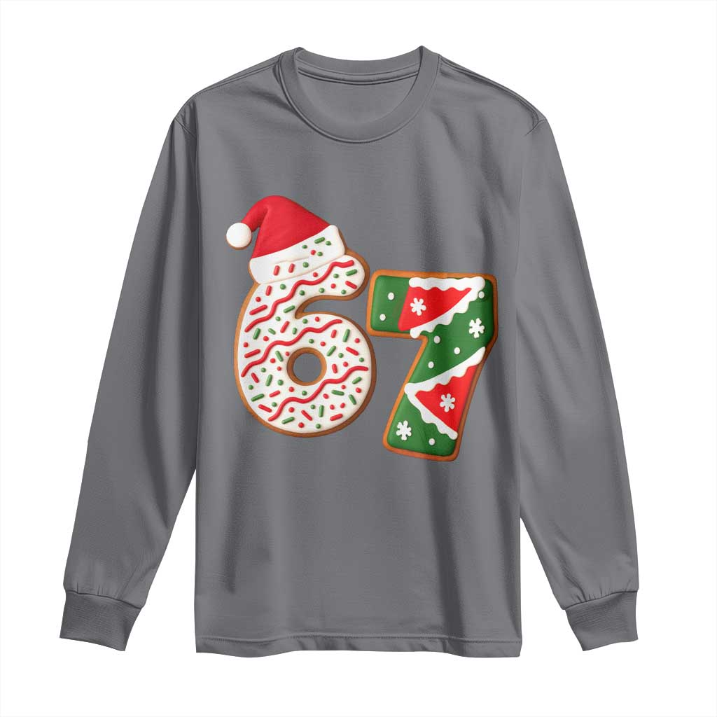 67 Christmas Long Sleeve Shirt Funny Six Seven 6 7 Meme Pajamas Gen Alpha Slang - Wonder Print Shop