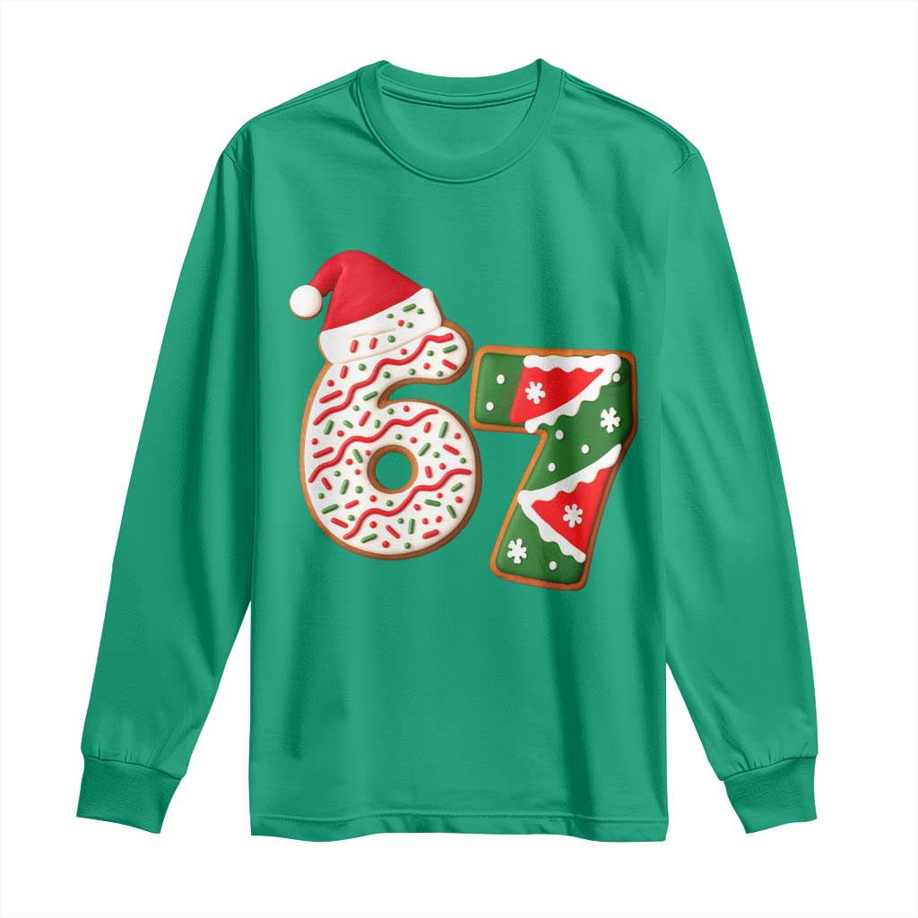 67 Christmas Long Sleeve Shirt Funny Six Seven 6 7 Meme Pajamas Gen Alpha Slang - Wonder Print Shop