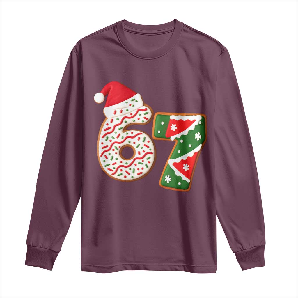 67 Christmas Long Sleeve Shirt Funny Six Seven 6 7 Meme Pajamas Gen Alpha Slang - Wonder Print Shop
