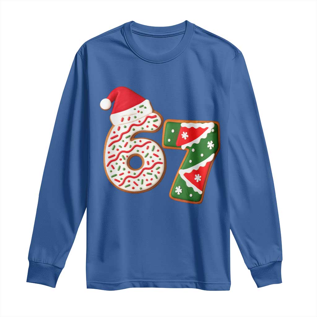 67 Christmas Long Sleeve Shirt Funny Six Seven 6 7 Meme Pajamas Gen Alpha Slang - Wonder Print Shop