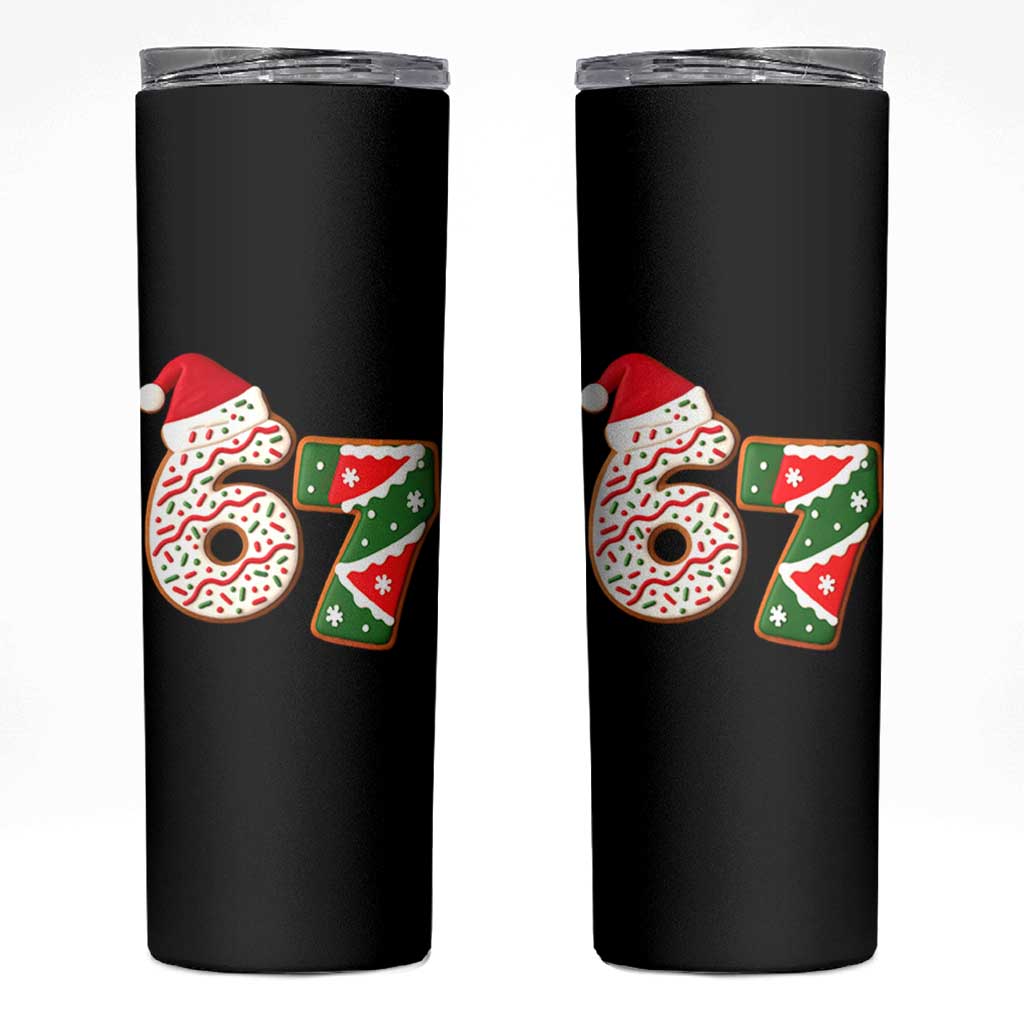 67 Christmas Skinny Tumbler Funny Six Seven 6 7 Meme Pajamas Gen Alpha Slang - Wonder Print Shop