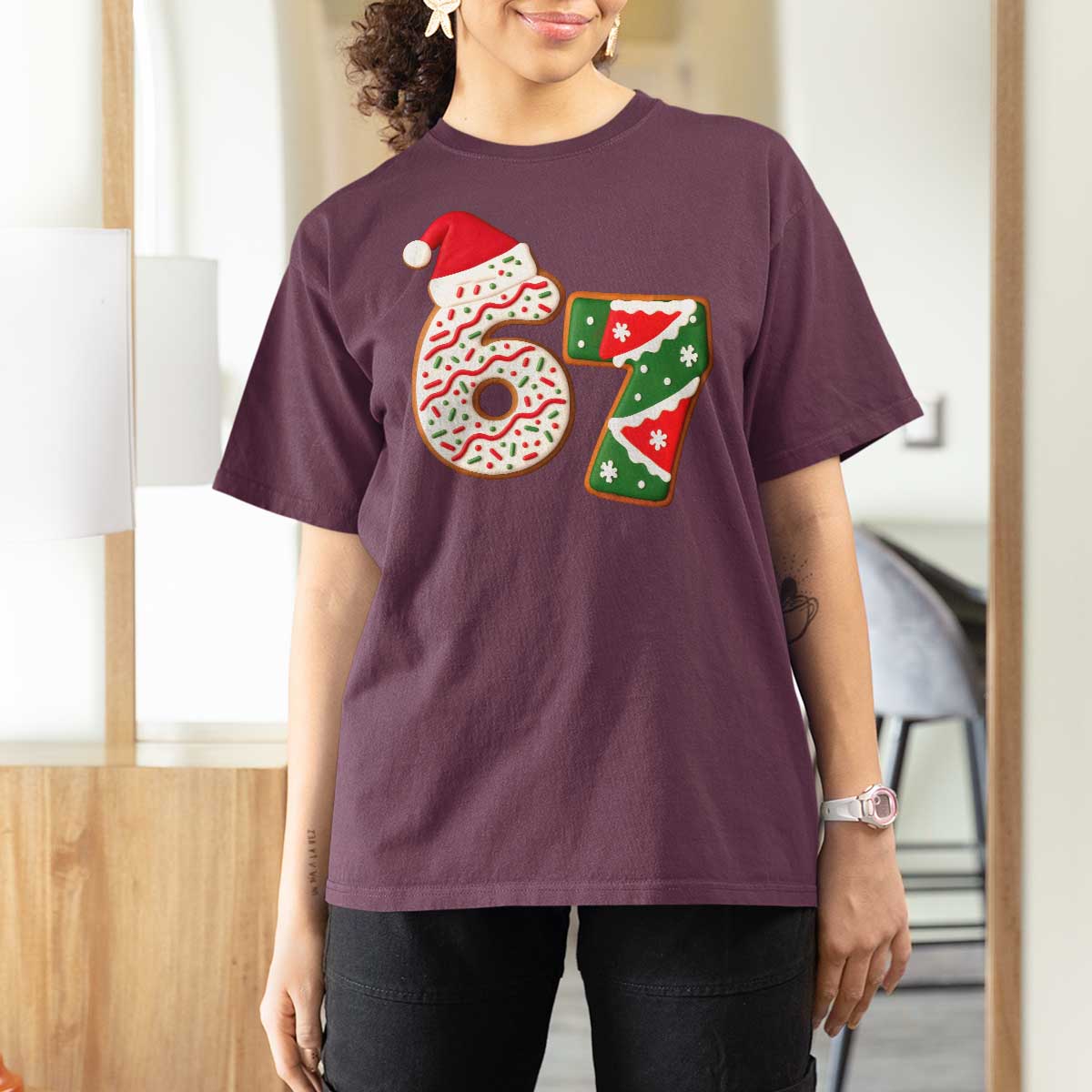 67 Christmas T Shirt For Women Funny Six Seven 6 7 Meme Pajamas Gen Alpha Slang - Wonder Print Shop