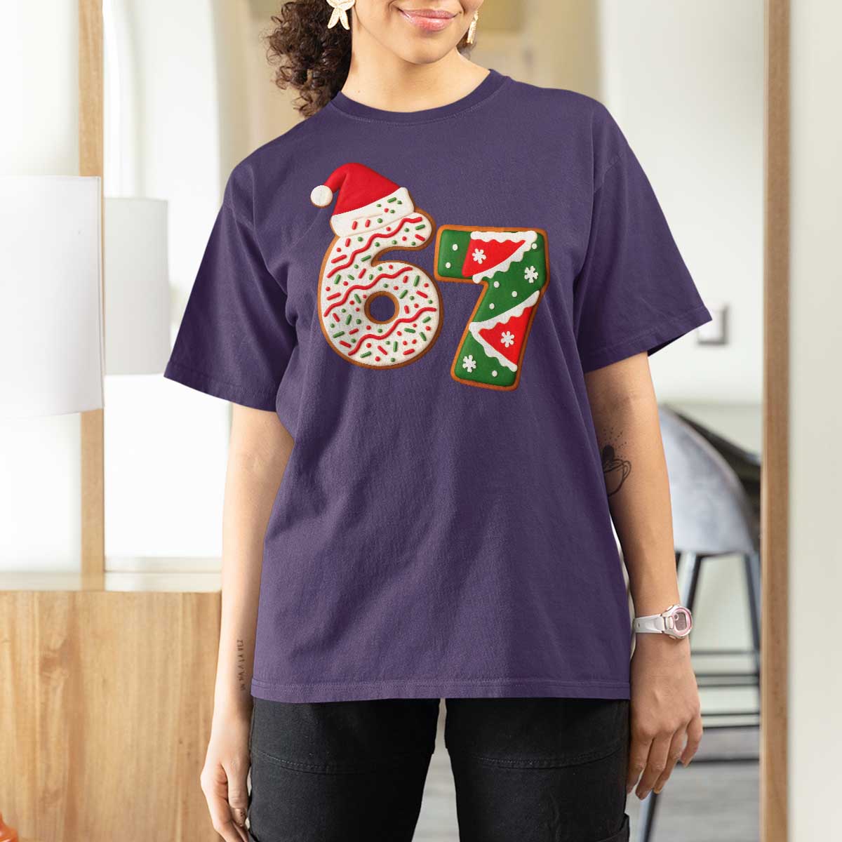 67 Christmas T Shirt For Women Funny Six Seven 6 7 Meme Pajamas Gen Alpha Slang - Wonder Print Shop