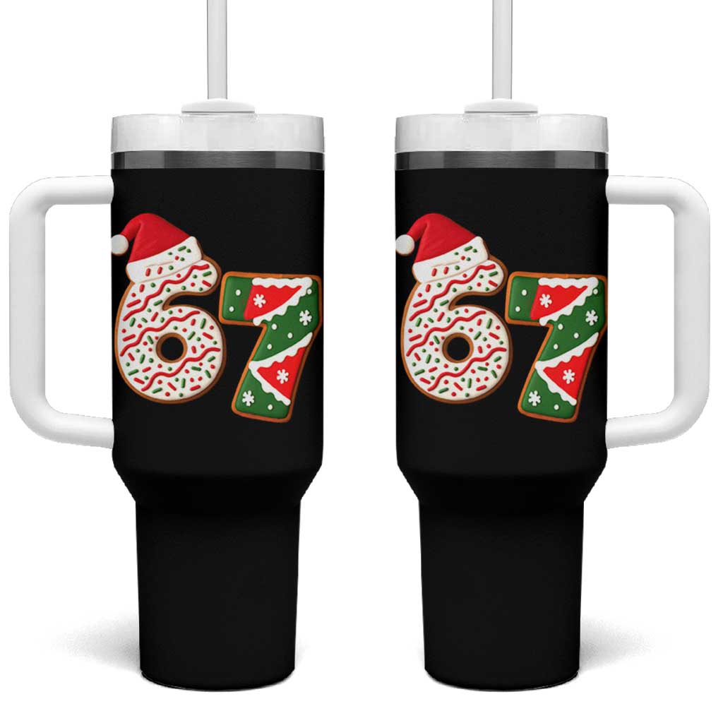 67 Christmas Tumbler With Handle Funny Six Seven 6 7 Meme Pajamas Gen Alpha Slang - Wonder Print Shop