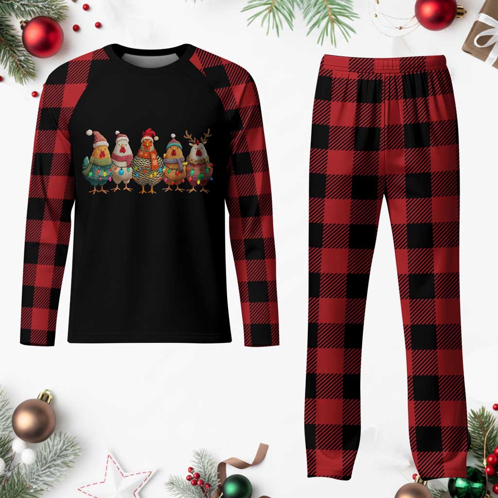 Funny Christmas Chicken Plaid Pajama Set Funny Xmas Chickens Animals Farm Lover Gift - Wonder Print Shop