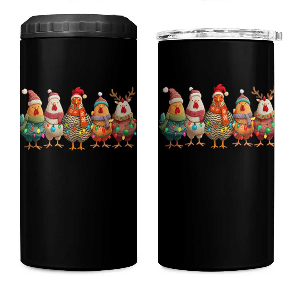 Funny Christmas Chicken 4 in 1 Can Cooler Tumbler Funny Xmas Chickens Animals Farm Lover Gift - Wonder Print Shop