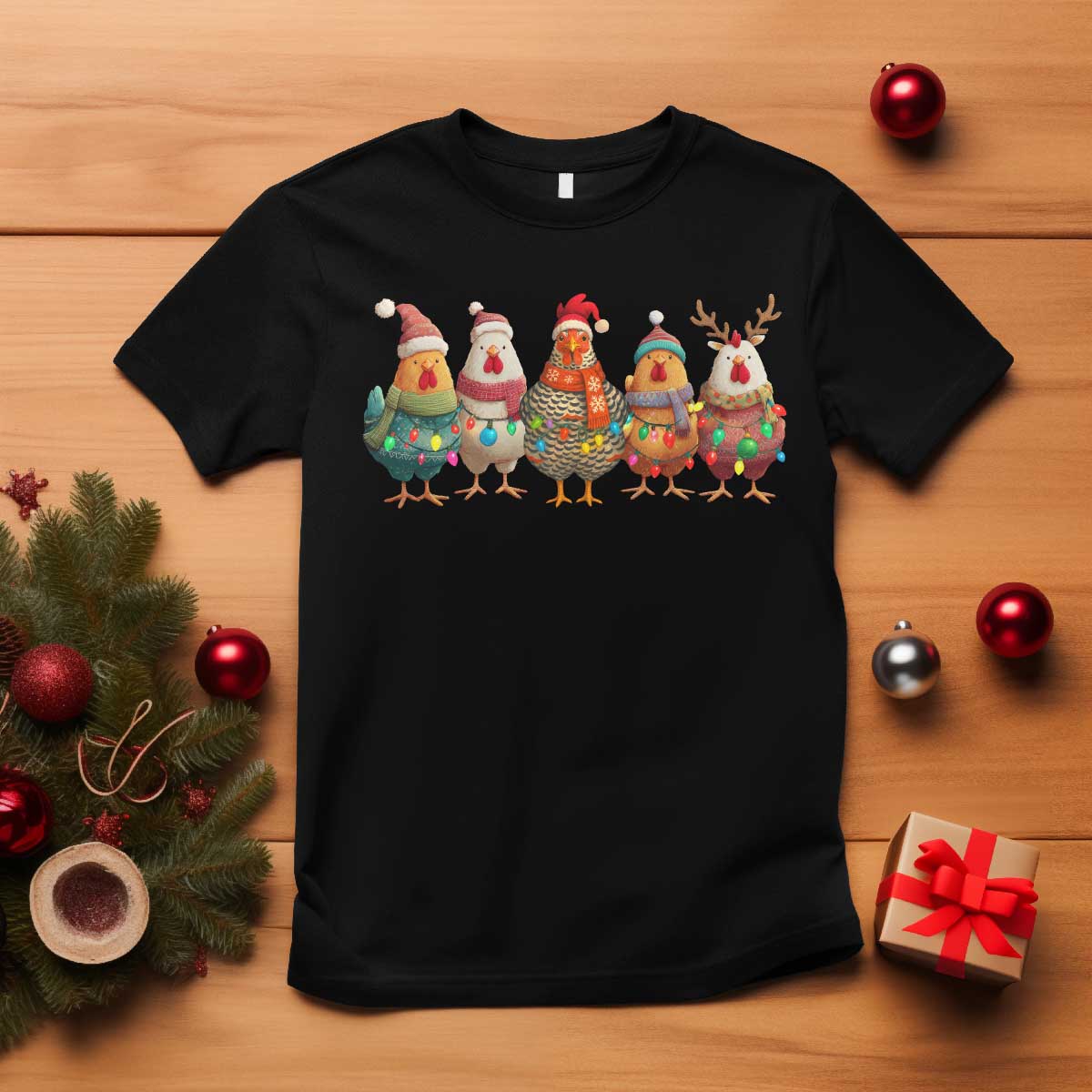 Funny Christmas Chicken T Shirt Funny Xmas Chickens Animals Farm Lover Gift - Wonder Print Shop