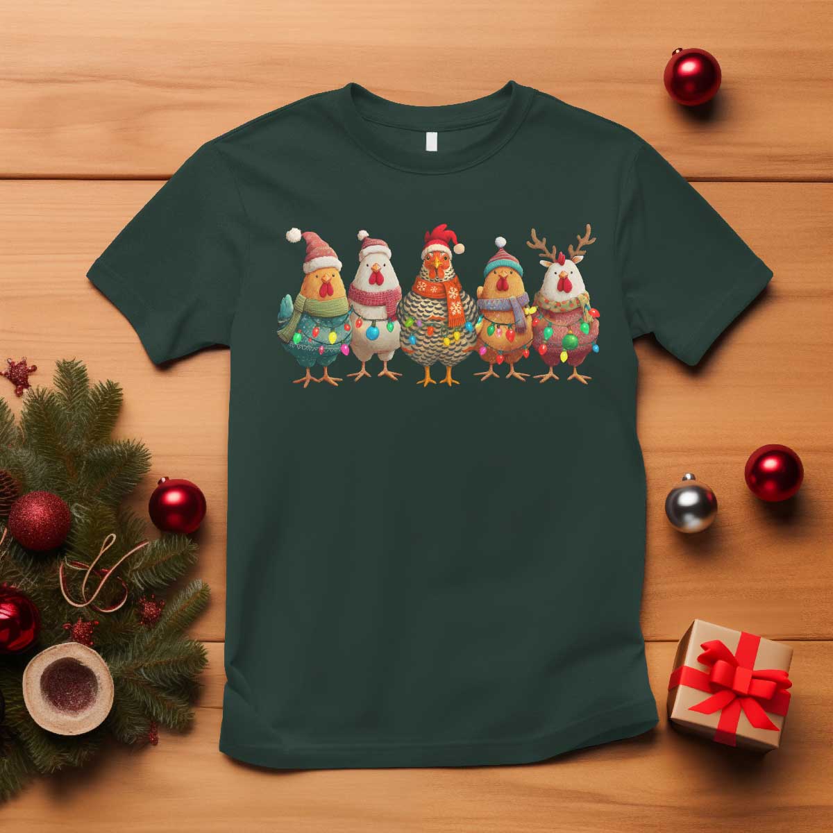 Funny Christmas Chicken T Shirt Funny Xmas Chickens Animals Farm Lover Gift - Wonder Print Shop