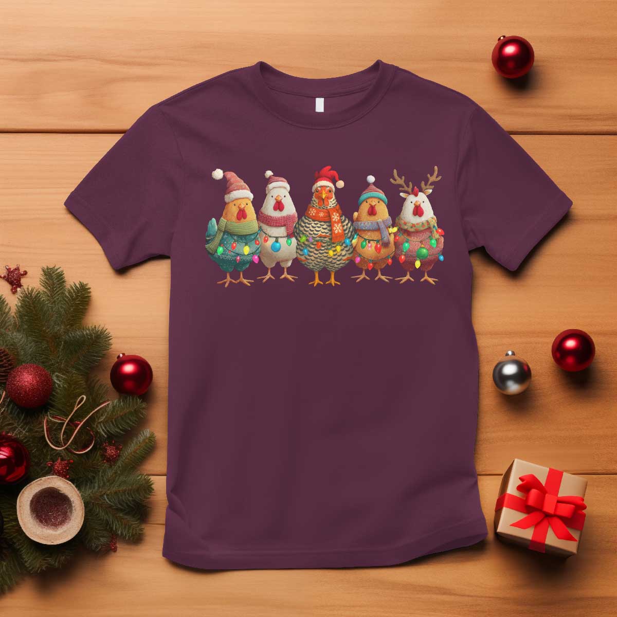 Funny Christmas Chicken T Shirt Funny Xmas Chickens Animals Farm Lover Gift - Wonder Print Shop