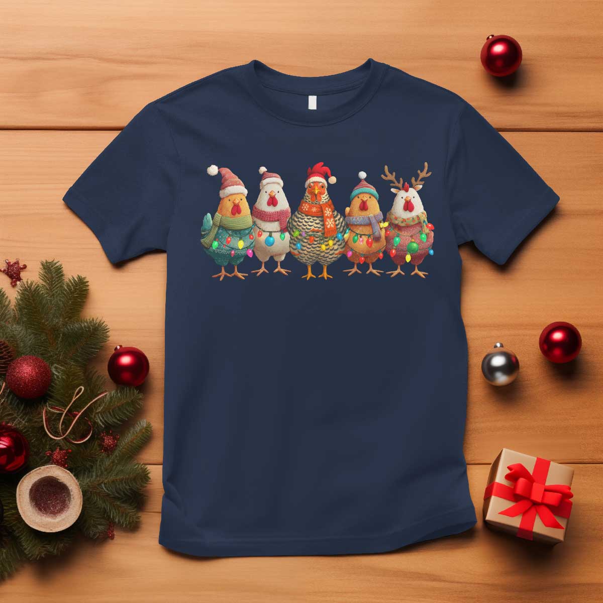 Funny Christmas Chicken T Shirt Funny Xmas Chickens Animals Farm Lover Gift - Wonder Print Shop
