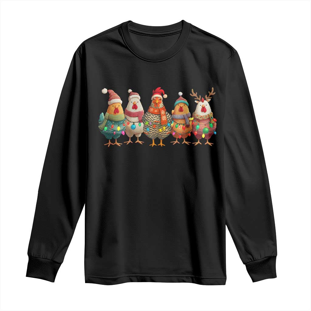 Funny Christmas Chicken Long Sleeve Shirt Funny Xmas Chickens Animals Farm Lover Gift - Wonder Print Shop