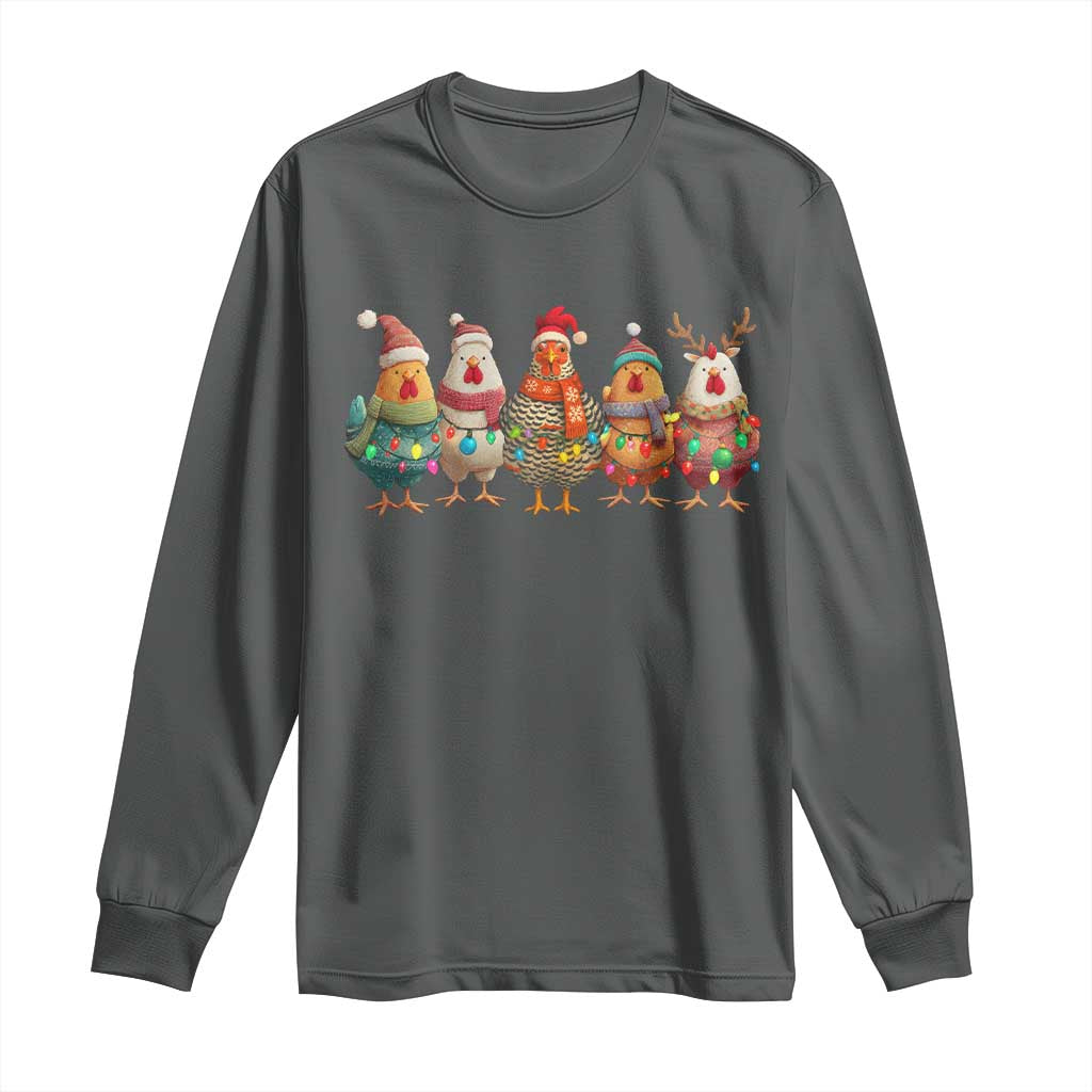 Funny Christmas Chicken Long Sleeve Shirt Funny Xmas Chickens Animals Farm Lover Gift - Wonder Print Shop