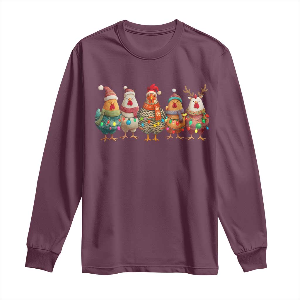 Funny Christmas Chicken Long Sleeve Shirt Funny Xmas Chickens Animals Farm Lover Gift - Wonder Print Shop